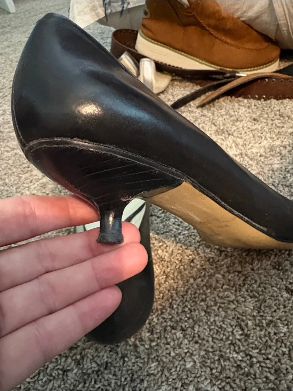 Nine West Black Leather Cutout Ballet Flats with Silver Buckle